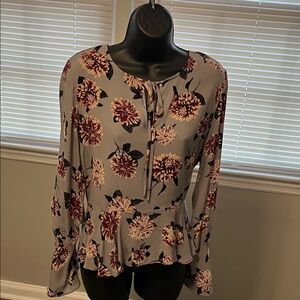 Black Swan Gray Floral Blouse